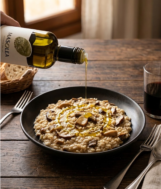 Risotto de boletus mantecado con AOVE Arbequina: el adiós definitivo a la mantequilla | MASOLEA